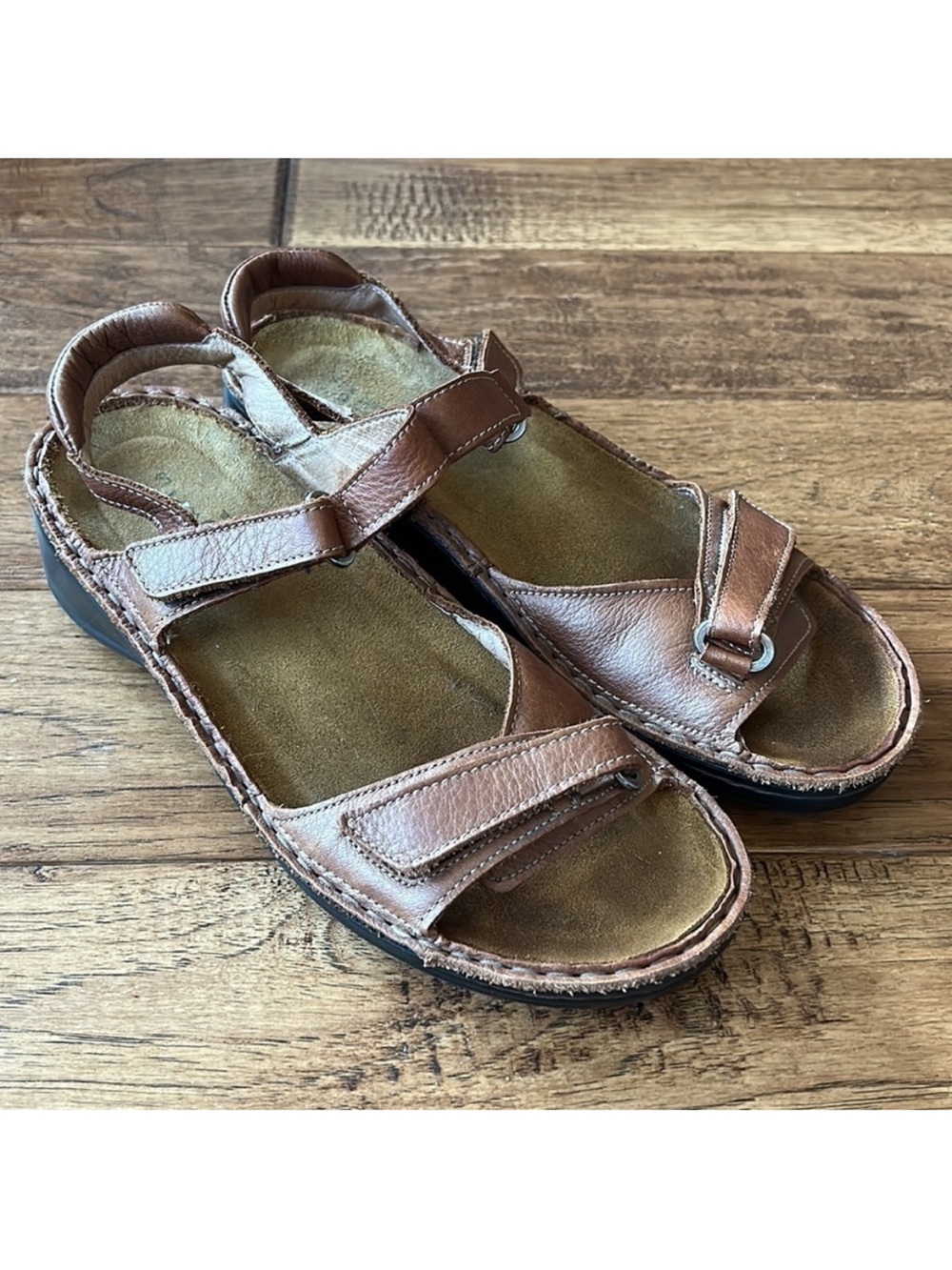 Naot Brown Leather Sandals Comfort Shoes Adjustable Straps Size 37 / US 6